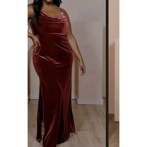 Revelry Skye Velvet Dusty Rose Maxi Dress Sz 8 Bridesmaid‎ Formal Party Evening
